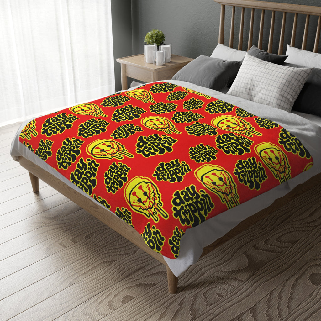 Day Trippin' Red Velveteen Throw Blanket