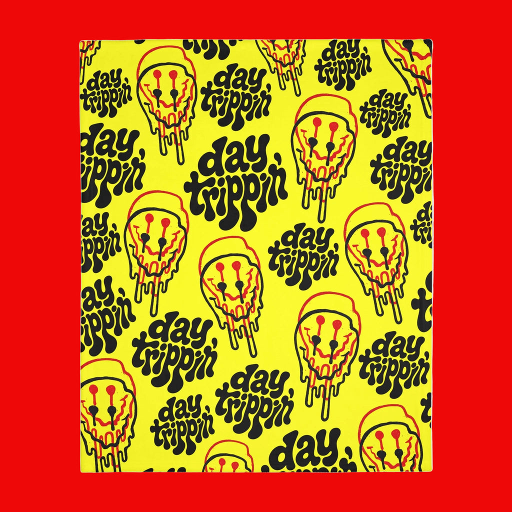 Day Trippin' Yellow Velveteen Throw Blanket