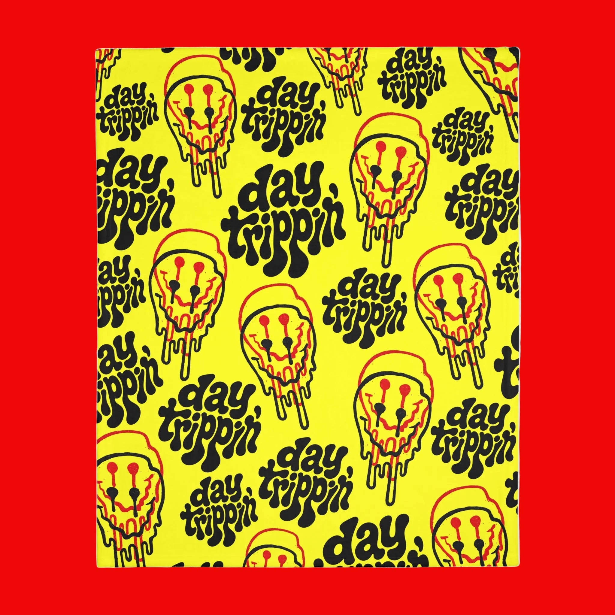 Day Trippin' Yellow Velveteen Throw Blanket