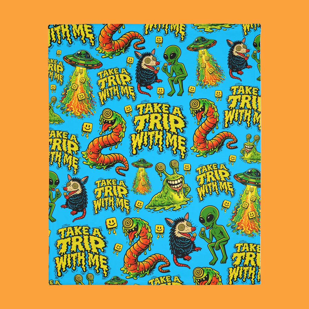 Trip To Space Velveteen Throw Blanket