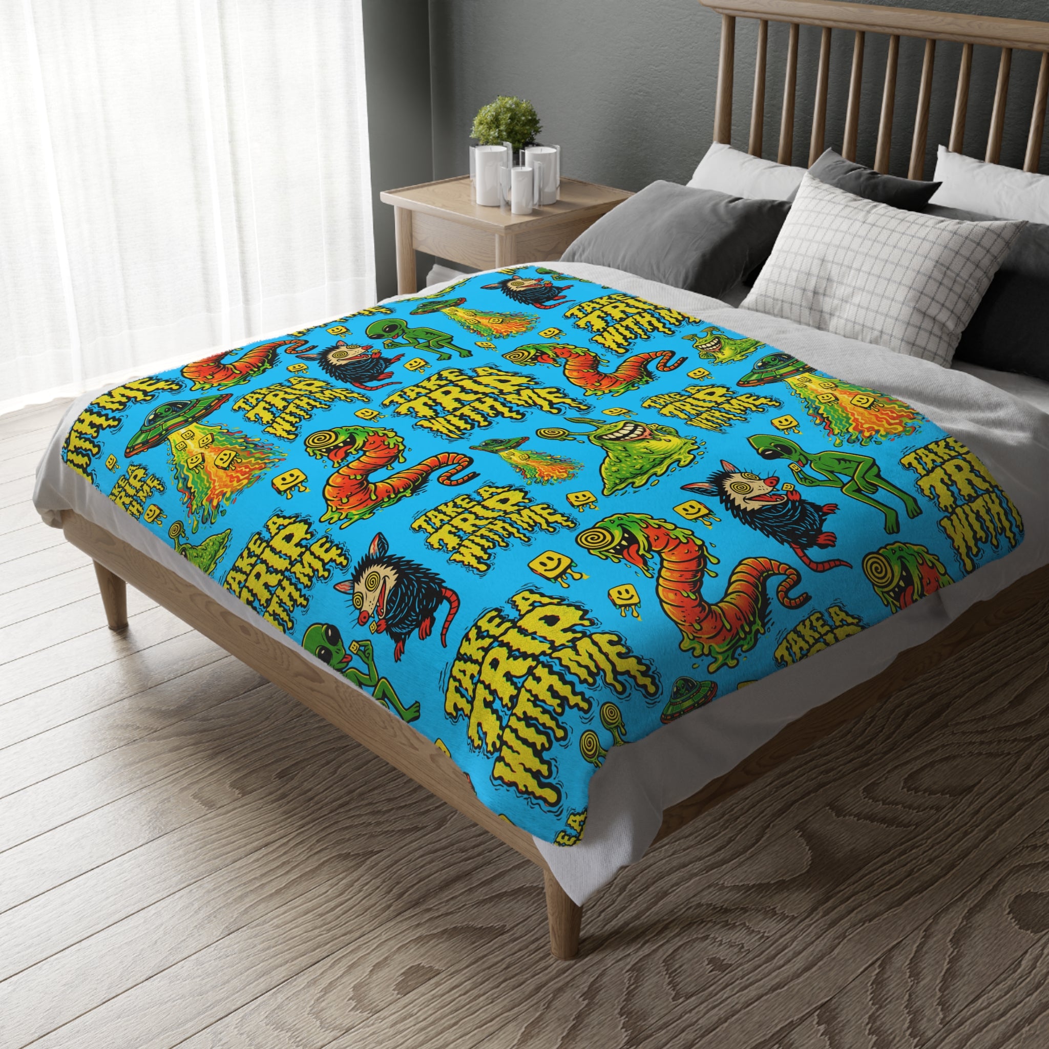Trip To Space Velveteen Throw Blanket