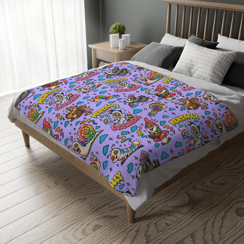 Mentally Elsewhere Velveteen Throw Blanket