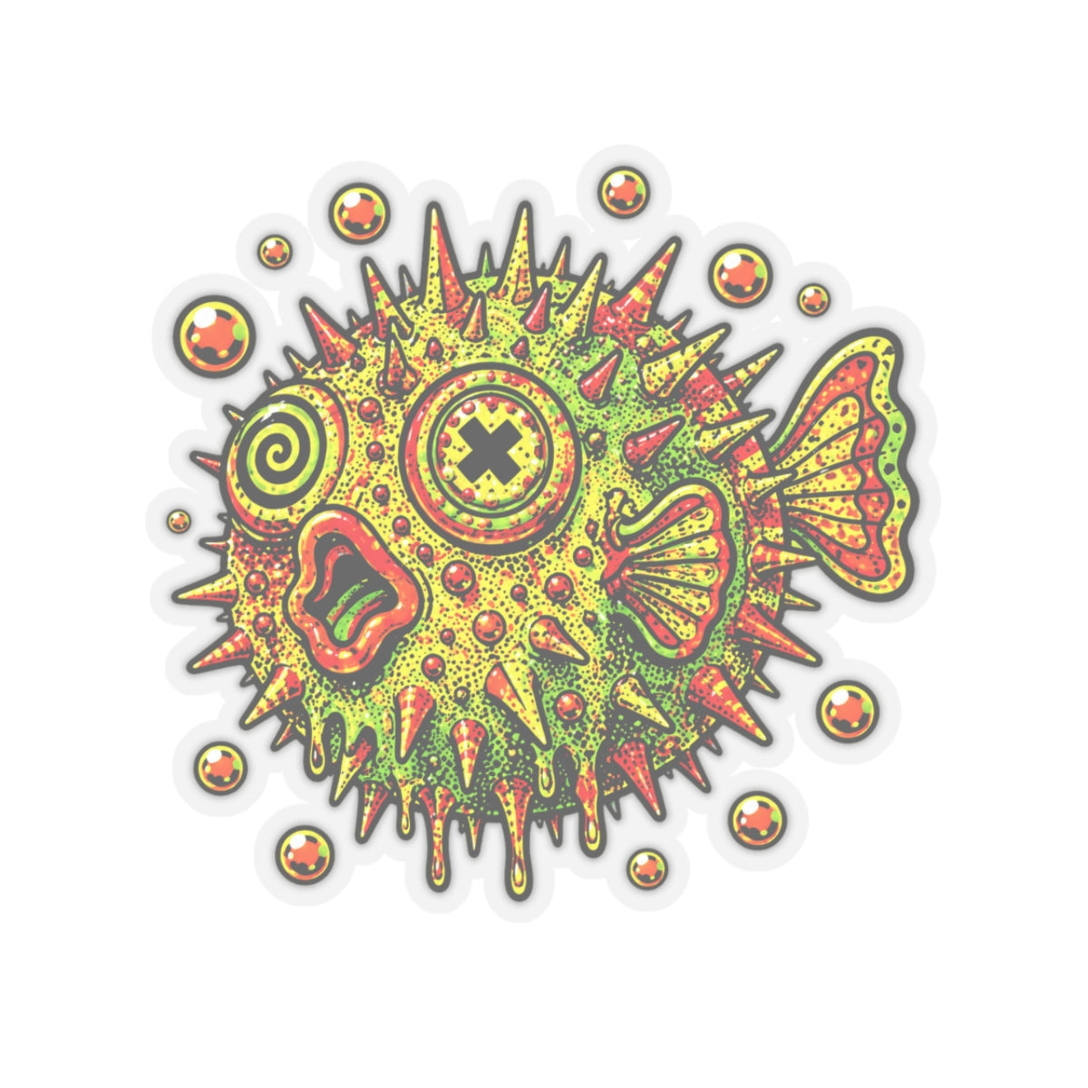 Deep Sea Puffer Fish Kiss-Cut Sticker