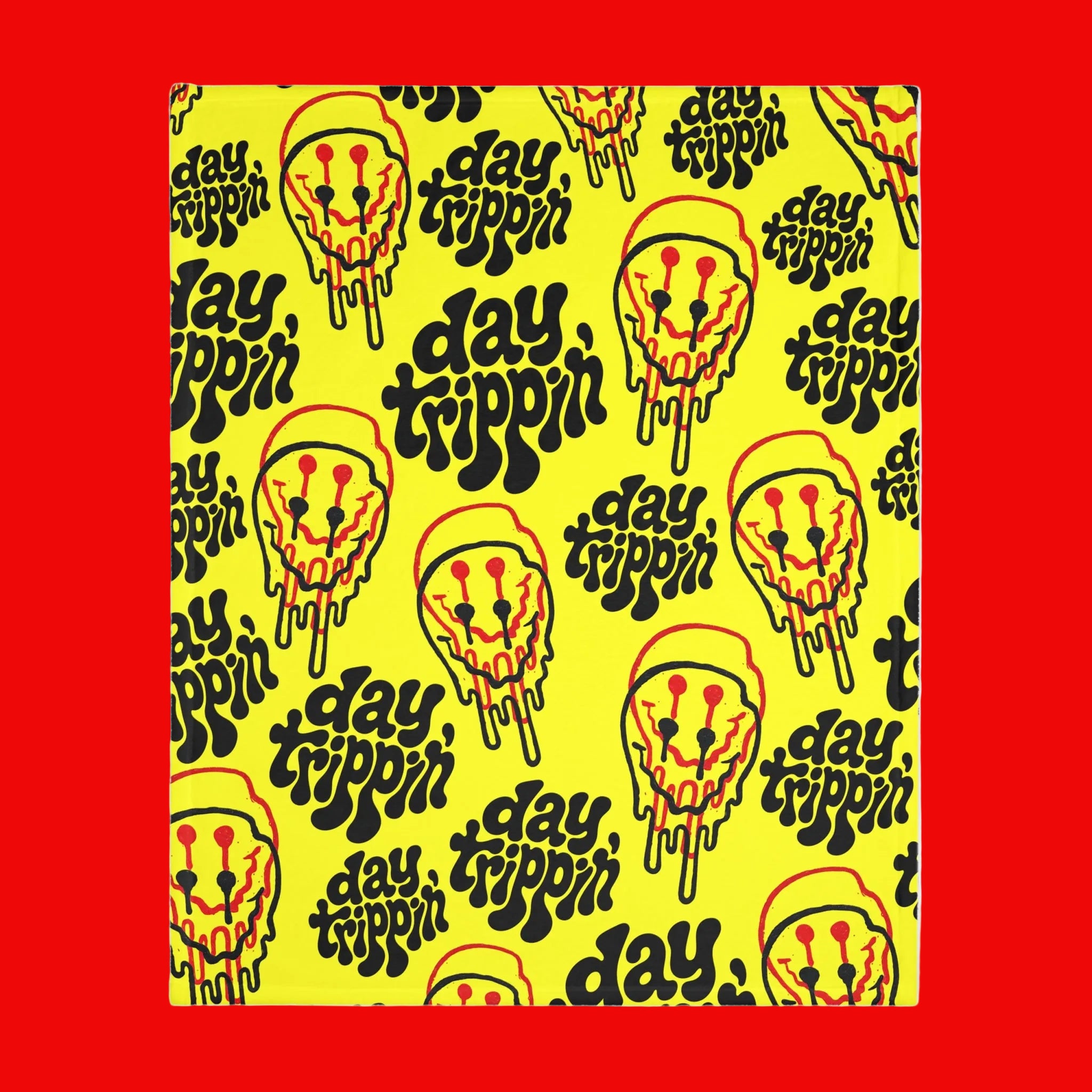 Day Trippin' Yellow Velveteen Throw Blanket