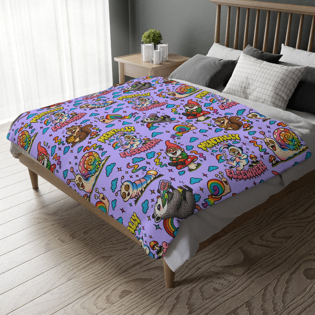 Mentally Elsewhere Velveteen Throw Blanket