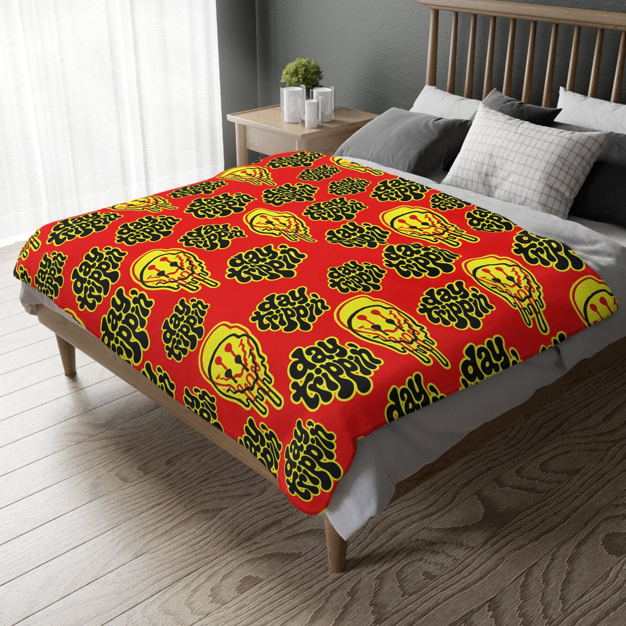 Day Trippin' Red Velveteen Throw Blanket
