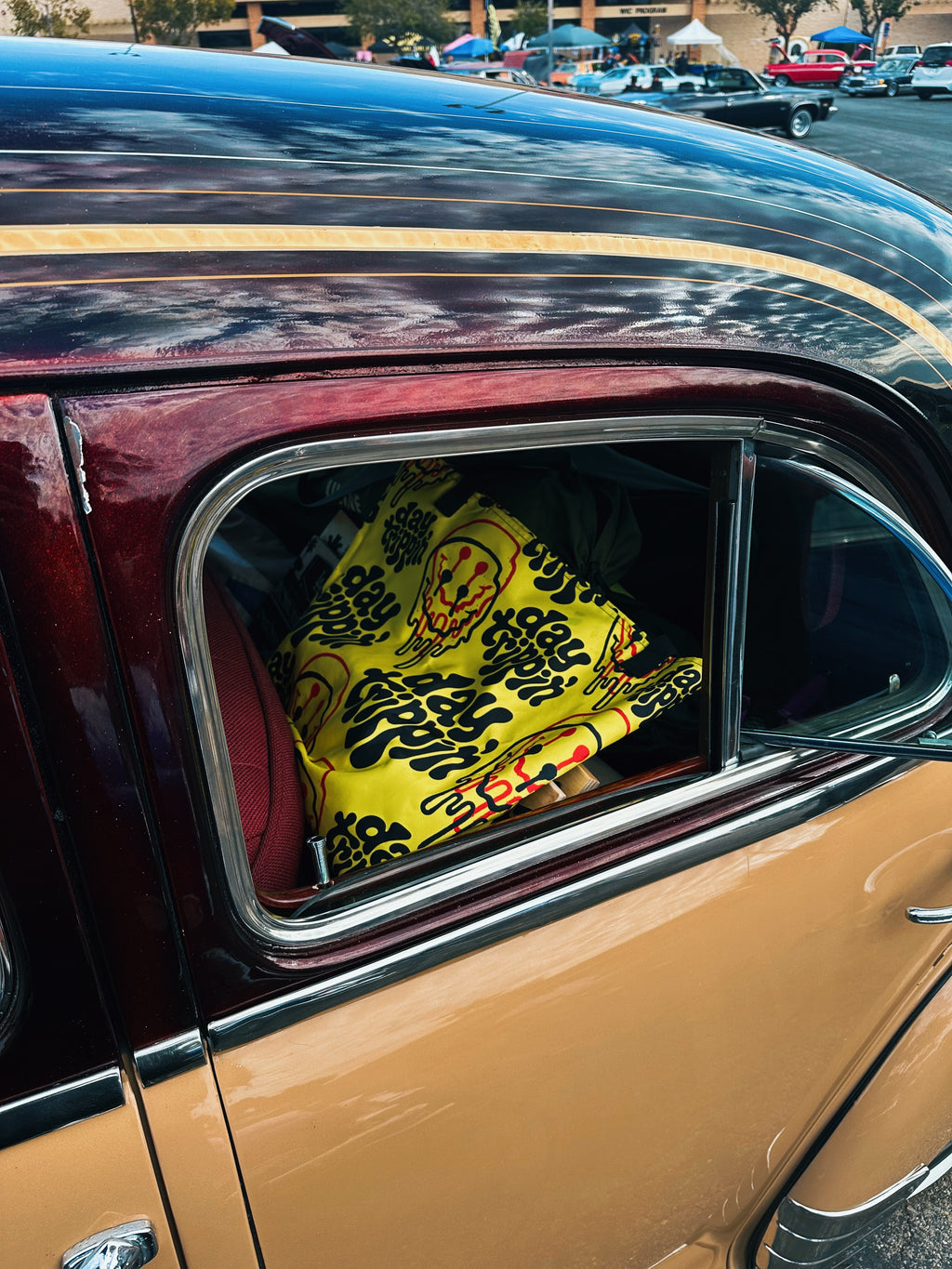Day Trippin' Yellow Large Tote Bag